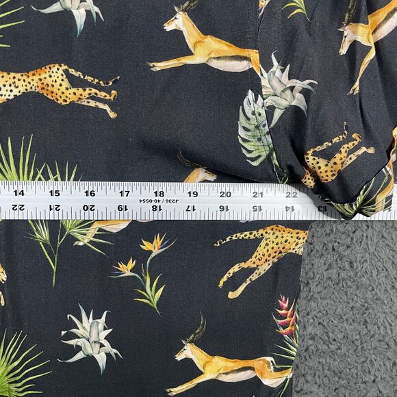 RSVLTS Shirt Mens XL Black Cheetah Gazelle The Hunt Kingpin Bowling Button Up - Picture 10 of 12